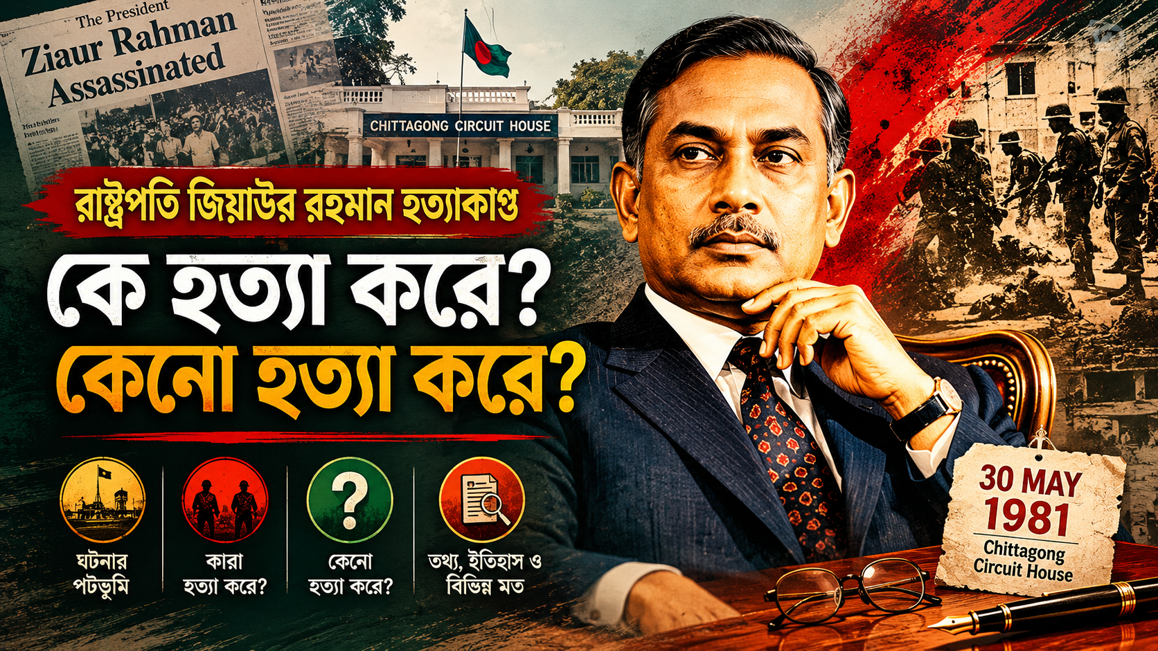 শহীদ রাষ্ট্রপতি জিয়াউর রহমান হত্যাকাণ্ড: ঘটনা, কারণ ও ইতিহাসের অমীমাংসিত প্রশ্ন